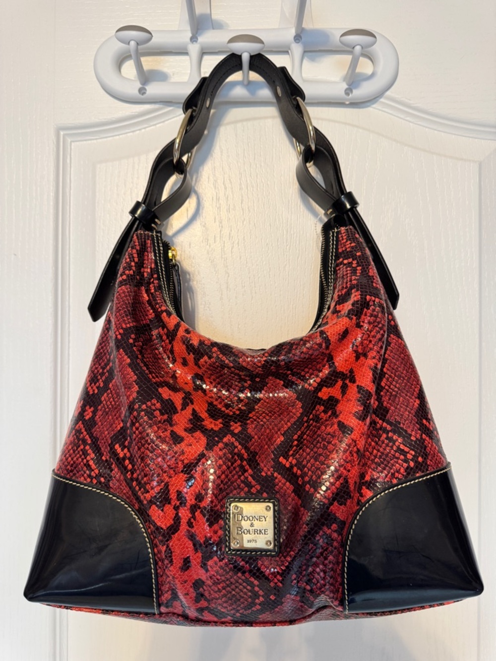 Dooney & Bourke Red Python Embossed Leather Hobo | Rare Colorway | As New